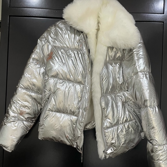 Vigoss Silver Metallic Puffer Faux Fur 